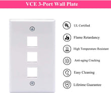 Load image into Gallery viewer, 3 Port Keystone Wall Plate UL Listed (10-Pack)/Single Gang Wall Plates for RJ45 Keystone Jack and Modular Inserts
