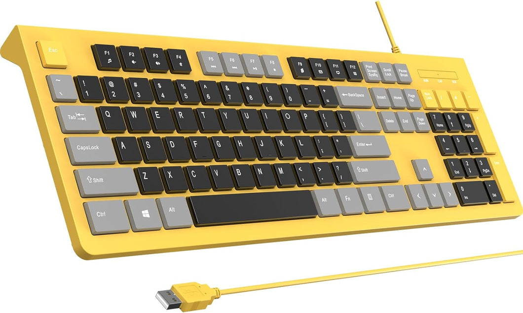 Yellow/Computer Keyboard Wired/Plug Play USB Keyboard