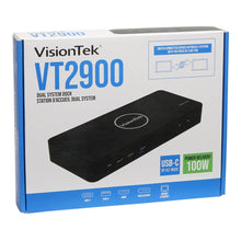 Load image into Gallery viewer, Visiontek VT2900 USB-C Dual System KVM Docking Station with 100W Power Delivery
