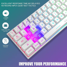 Load image into Gallery viewer, White/Mini 60% Gaming Keyboard/Upgrade RGB Backlit 61 Key Ultra-Compact Keyboard
