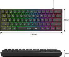 Load image into Gallery viewer, Black/Mini 60% Gaming Keyboard/Upgrade RGB Backlit 61 Key Ultra-Compact Keyboard
