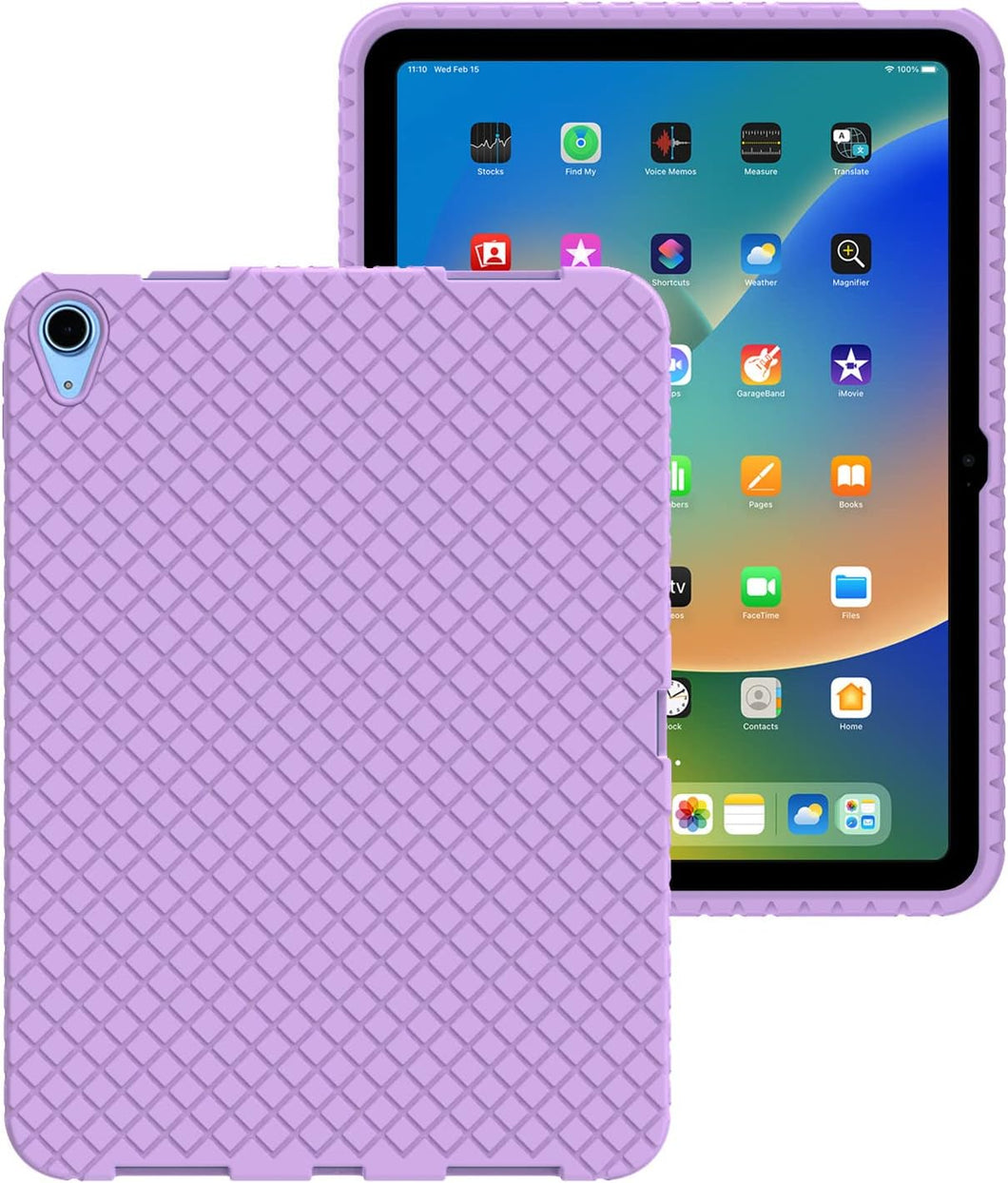 Purple/iPad 10 Silicone Back Case Cover, Anti Slip Rubber Protective Skin Soft Bumper for Apple iPad 10th Generation 10.9 Inch, Kids Friendly/Impact Resistant/Shockproof