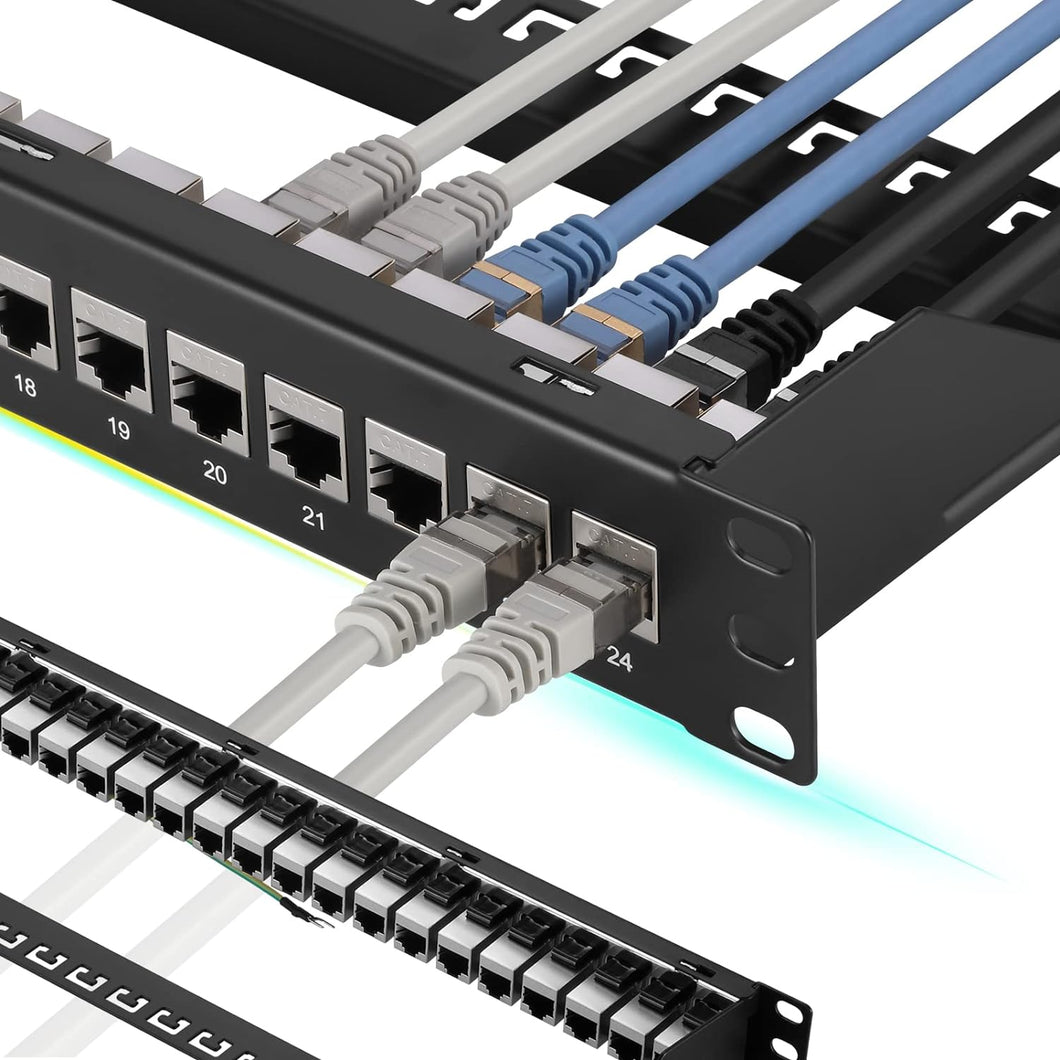 Patch Panel 24 Port Cat7 with Inline Keystone 10G Support