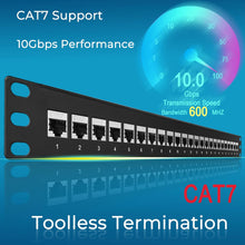 Load image into Gallery viewer, Patch Panel 24 Port Cat7 with Inline Keystone 10G Support
