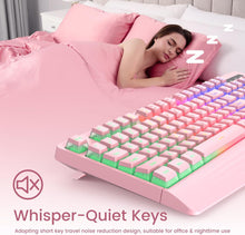 Load image into Gallery viewer, Pink/ Gaming Keyboard/7-Color Rainbow LED Backlit/ 104 Keys Quiet Light Up Keyboard
