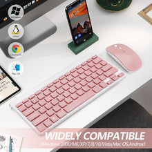 Load image into Gallery viewer, Pink/Wireless Keyboard and Mouse Combo/Compact Quiet Wireless Keyboard and Mouse Set 2.4G Ultra-Thin Sleek Design for Windows
