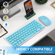 Load image into Gallery viewer, Blue/Wireless Keyboard and Mouse Combo/Compact Quiet Wireless Keyboard and Mouse Set 2.4G Ultra-Thin Sleek Design for Windows
