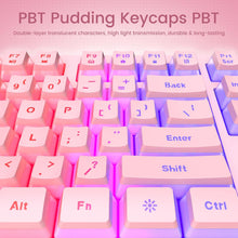 Load image into Gallery viewer, Pink/ Gaming Keyboard/7-Color Rainbow LED Backlit/ 104 Keys Quiet Light Up Keyboard
