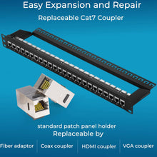 Load image into Gallery viewer, Patch Panel 24 Port Cat7 with Inline Keystone 10G Support
