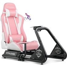 Load image into Gallery viewer, Pink/Racing Simulator Cockpit with Seat and Bluetooth Speakers
