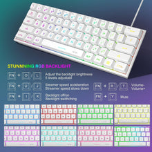 Load image into Gallery viewer, White/Mini 60% Gaming Keyboard/Upgrade RGB Backlit 61 Key Ultra-Compact Keyboard
