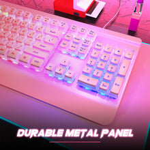 Load image into Gallery viewer, Pink/Gaming Keyboard/104 Keys All-Metal Panel Light Up Silent Computer Keyboard
