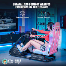 Load image into Gallery viewer, Pink/Racing Simulator Cockpit with Seat and Bluetooth Speakers
