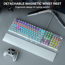 Load image into Gallery viewer, White Blue Switches/Typewriter Style Mechanical Gaming Keyboard Blue Switches
