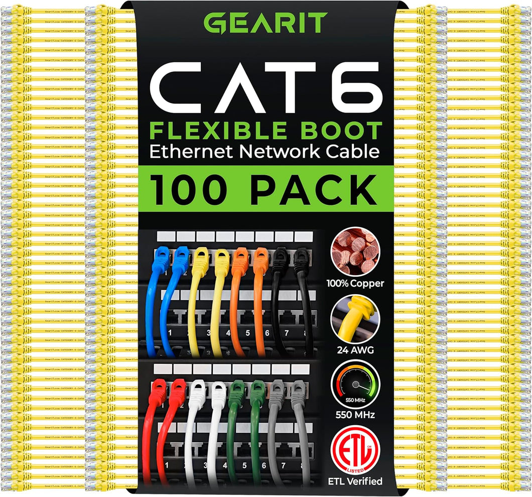 Cat6 Cable 0.5 ft 6 in (100-Pack) - Cat6 Ethernet Cable